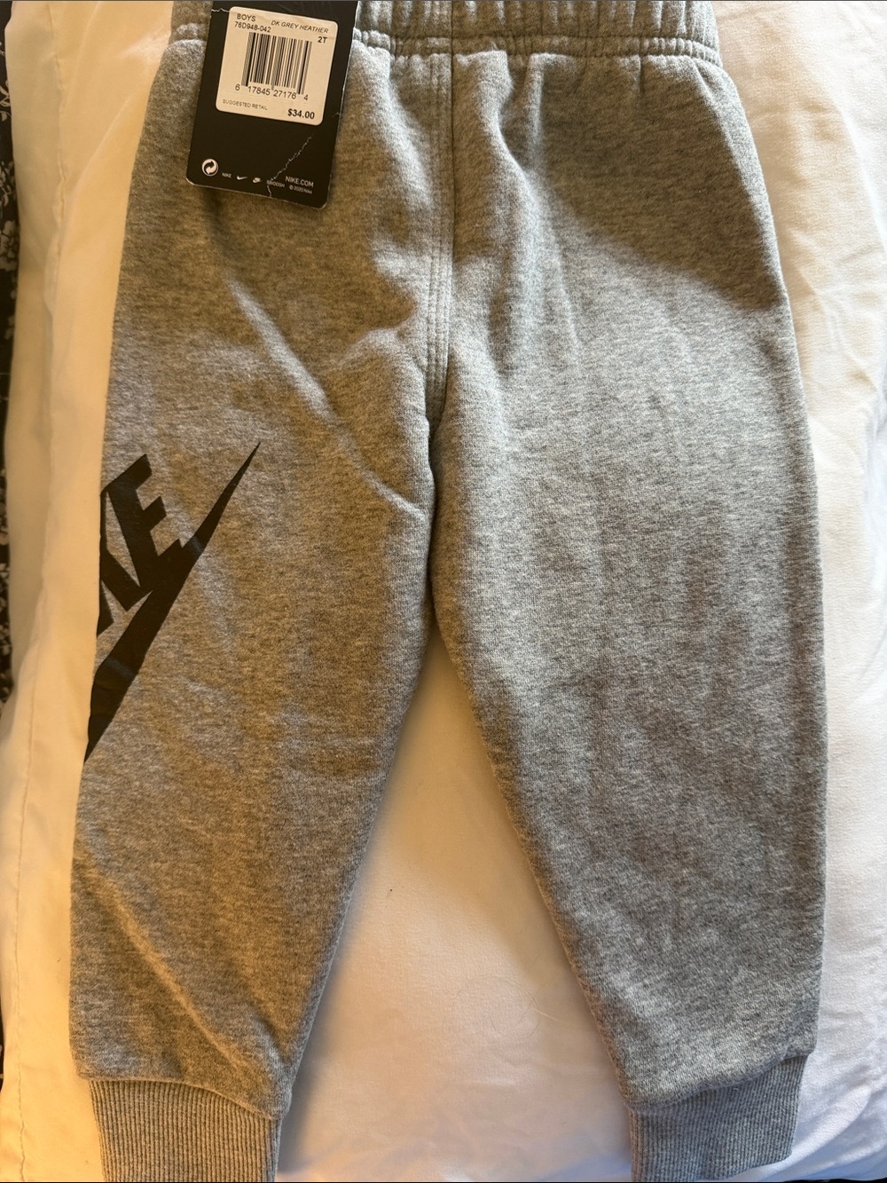 Nike Gray Sweat Joggers with Black Logo Toddlers